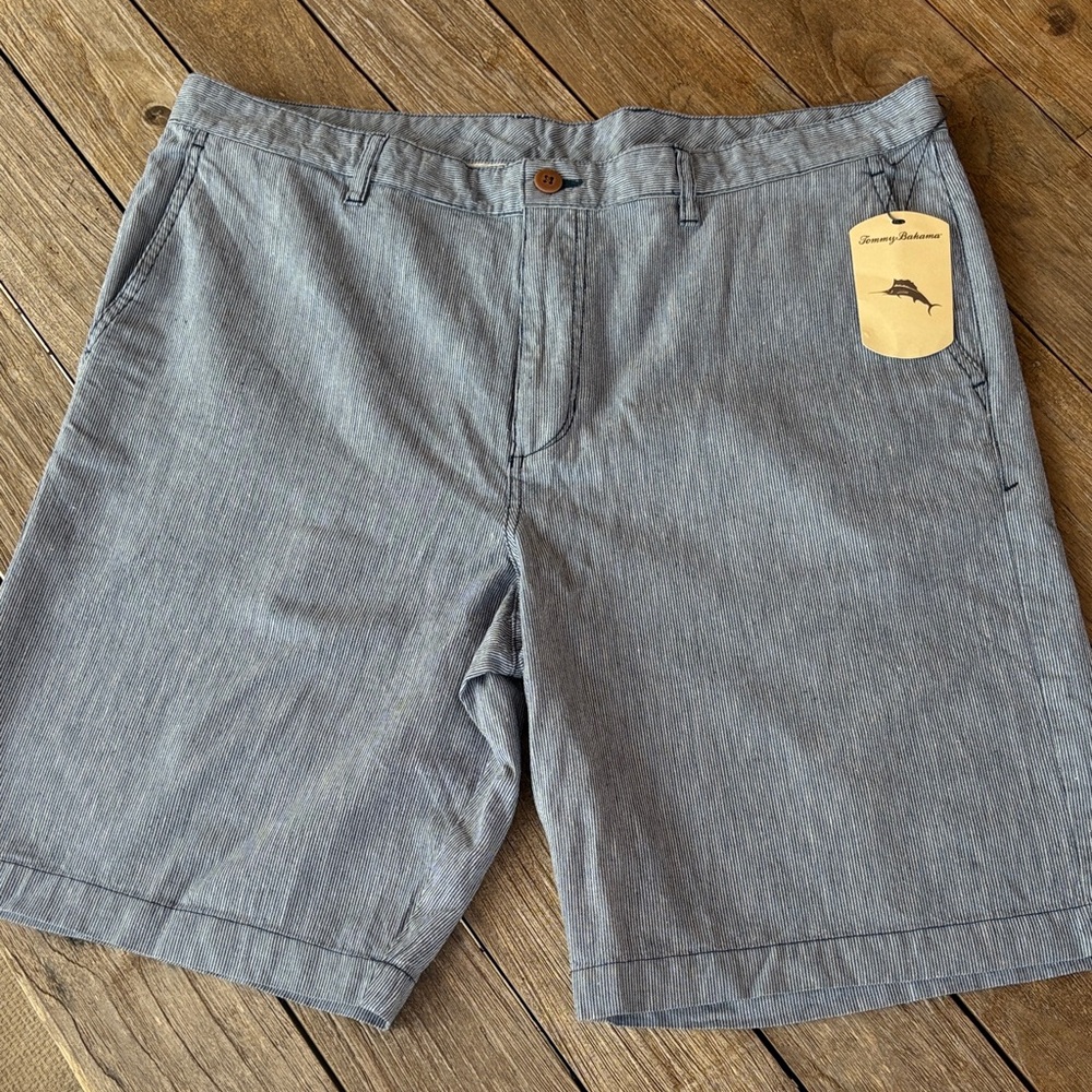 Tommy Bahama Dress Blues Striped Flat Front Shorts